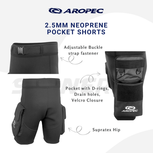 Aropec Unisex 2.5mm Neoprene Pocket Shorts