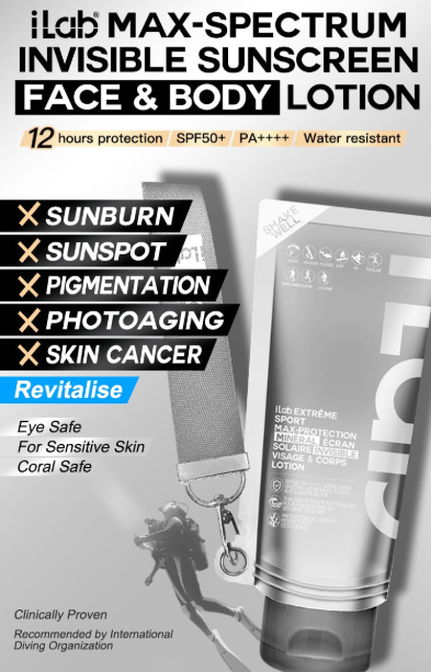 iLab Max-Spectrum Invisible Sunscreen Face & Body Lotion SPF50+