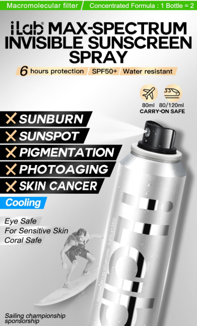 iLab Max-Spectrum Invisible Sunscreen Spray SPF50+ PA+++