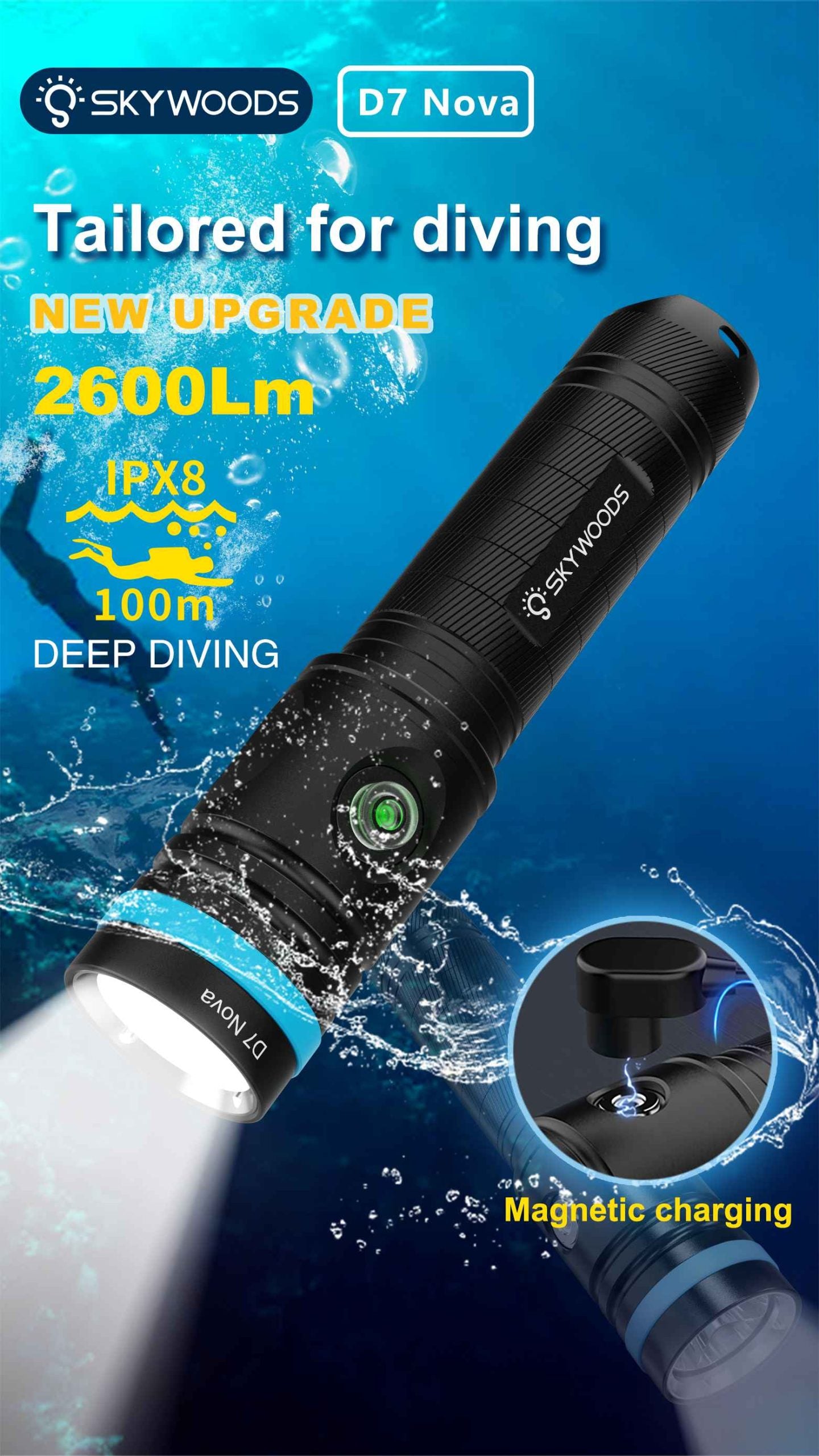 Skywoods D7 Nova 2600 Lumens Dive Torch