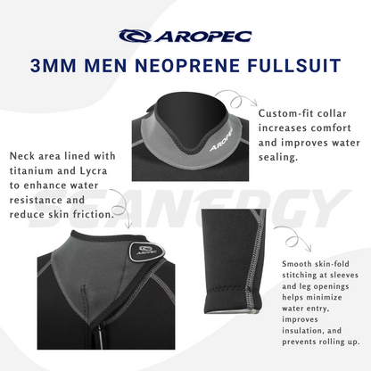 Aropec 男士 3mm 氯丁橡胶连体服