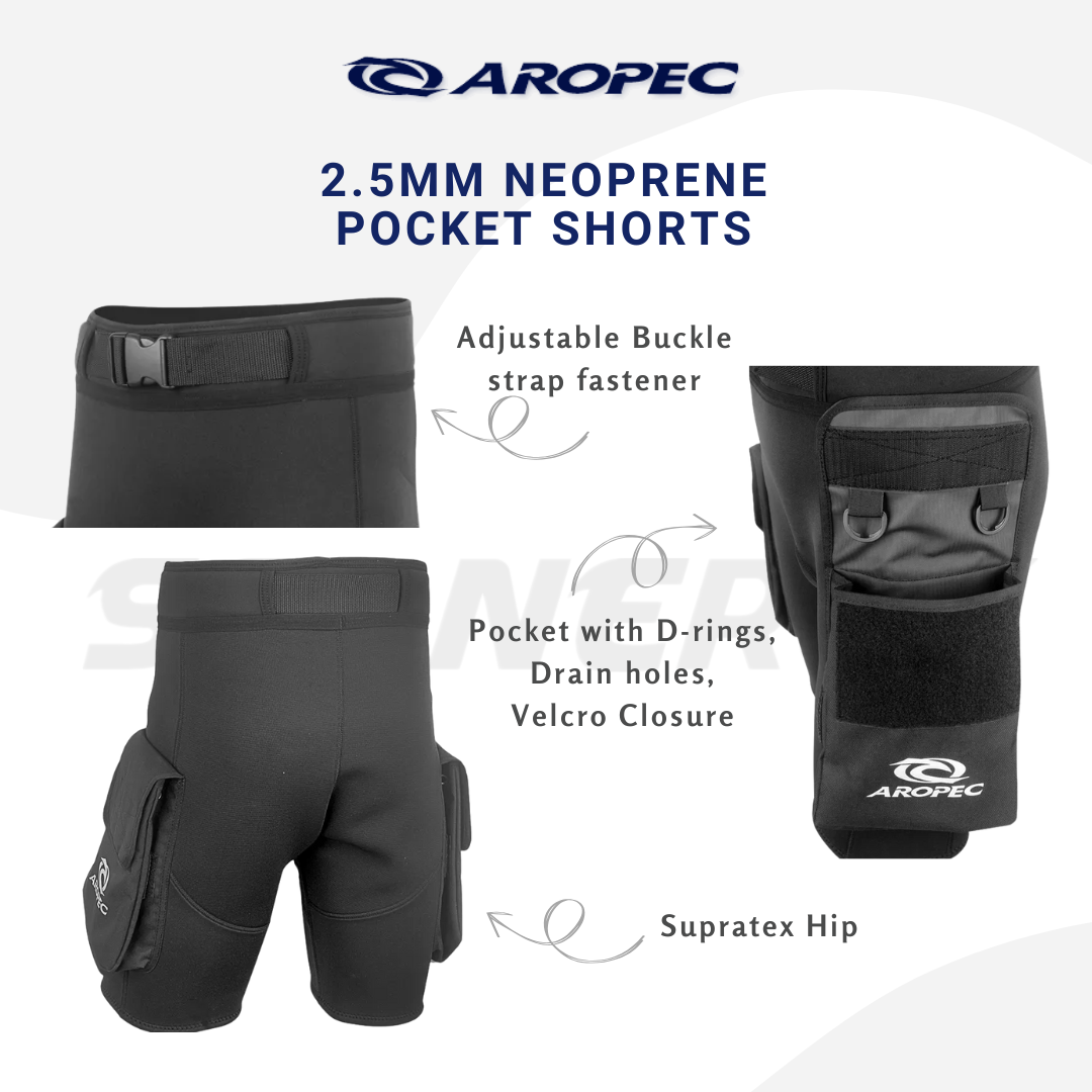 Aropec Unisex 2.5mm Neoprene Pocket Shorts