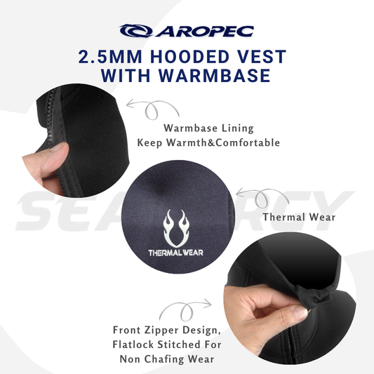 Aropec Unisex 2.5mm Neoprene Warmbase Zip Hooded Vest