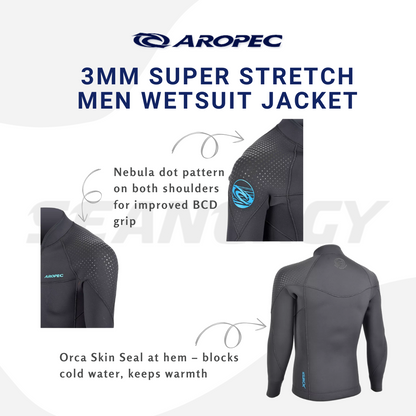 Aropec Men 3mm Super Stretch Wetsuit Jacket