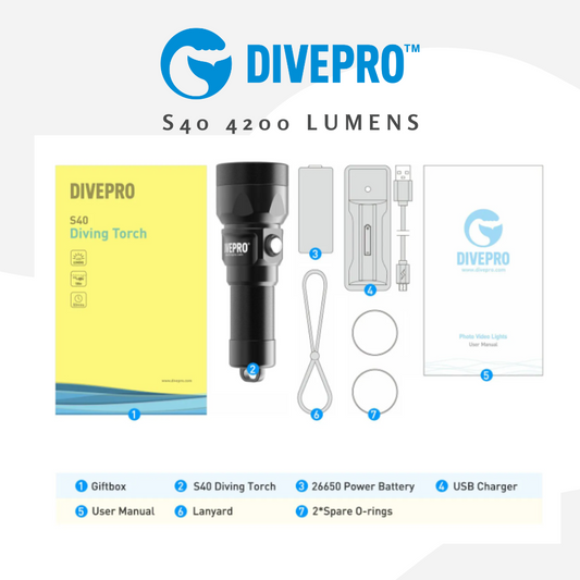 Divepro S40 4200Lumens Diving Lights Underwater Dive Torch