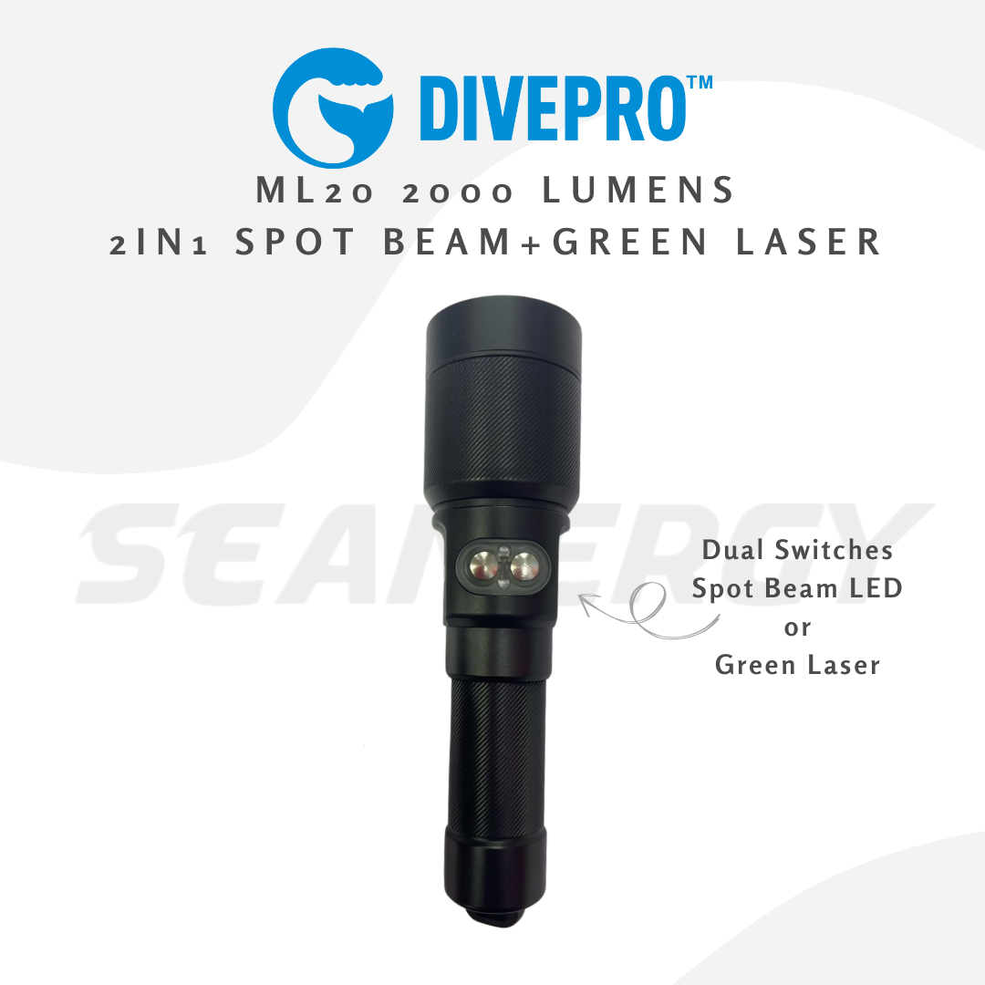Divepro ML20 2000Lumens 2in1 Diving Light+ Green Laser