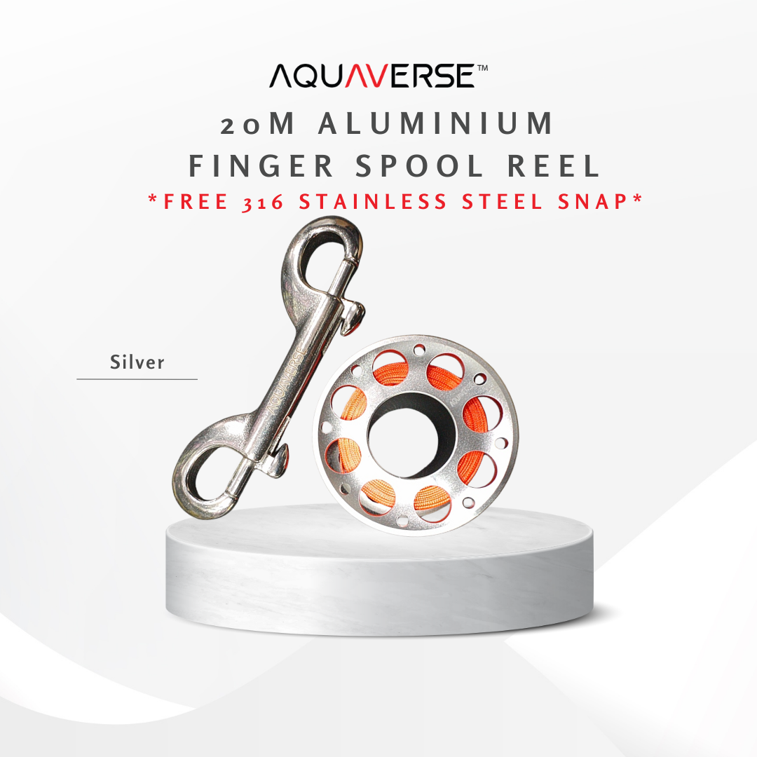 20m Aluminium Finger Spool Reel For SMB With 316 Stainless Steel Snap