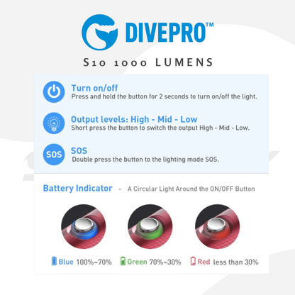 Divepro S10 1000 Lumens Dive Torch