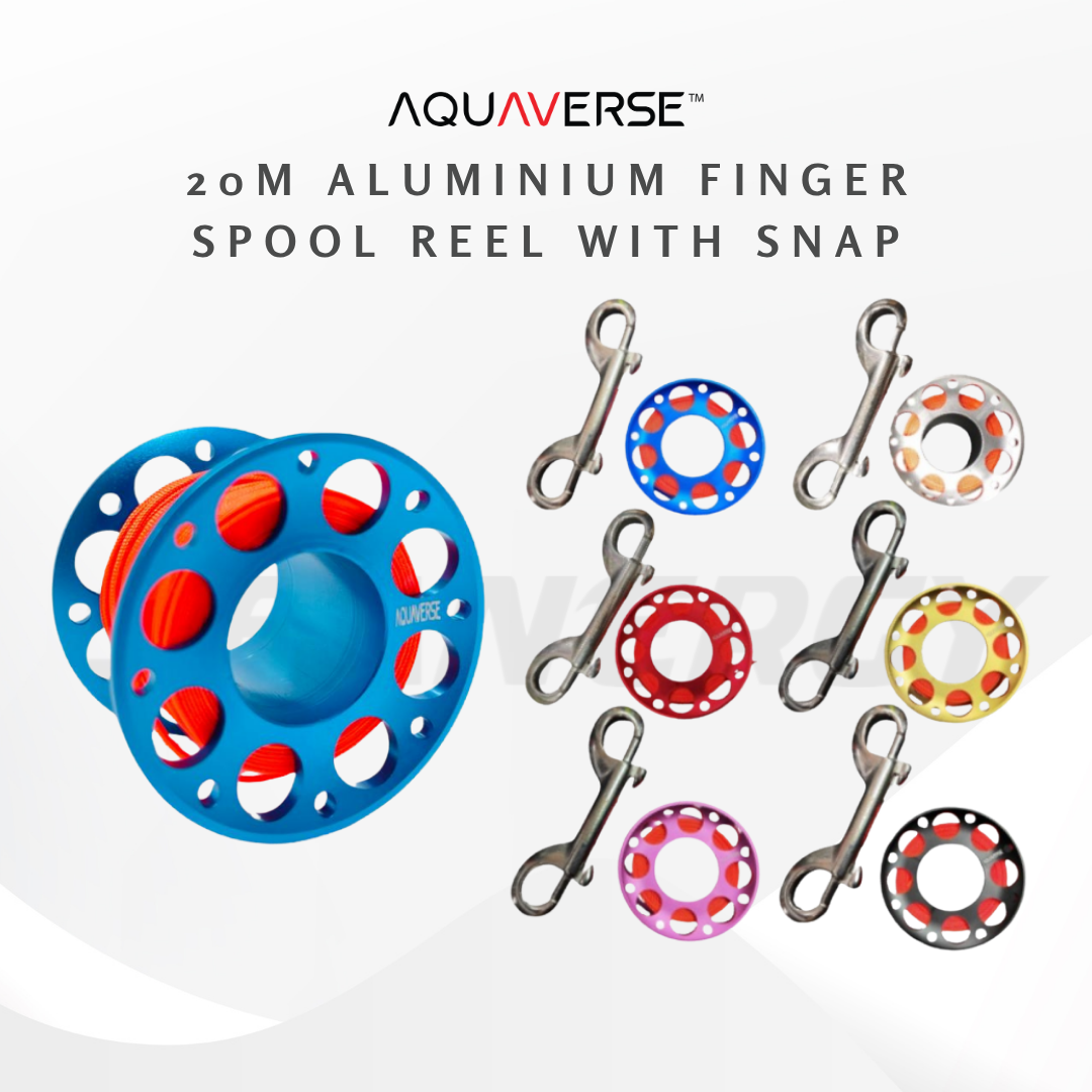 20m Aluminium Finger Spool Reel For SMB With 316 Stainless Steel Snap