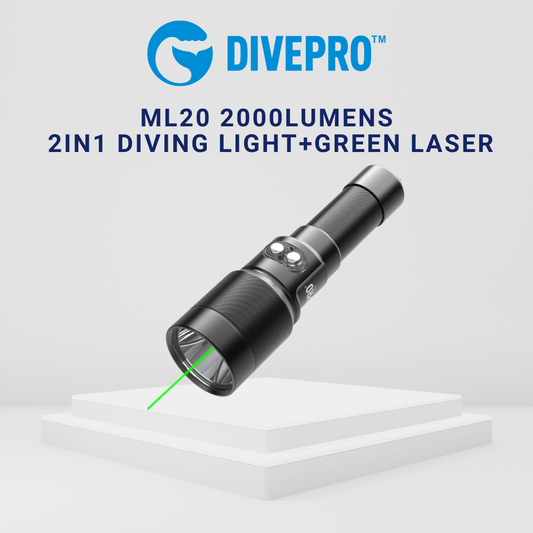Divepro ML20 2000Lumens 2in1 Diving Light+ Green Laser