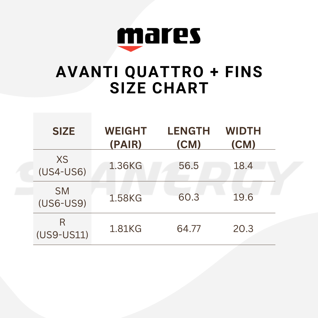 Mares Avanti Quattro + Open Heel Fins