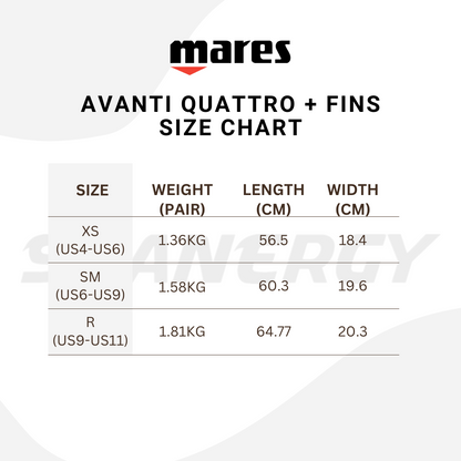 Mares Avanti Quattro + Open Heel Fins