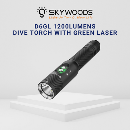 Skywoods D6GL 1200 Lumens Dive Torch and Laser Pointer