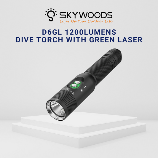 Skywoods D6GL 1200 Lumens Dive Torch and Laser Pointer